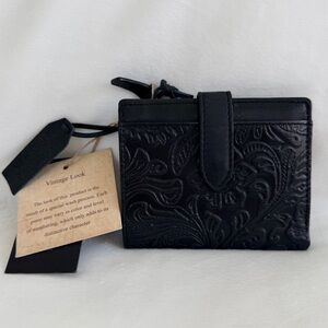 Genuine Leather Black Embossed Wallet - Unbranded